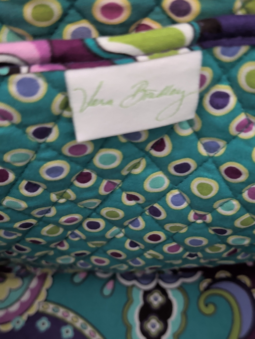 Vera Bradley Retired Heather Paisley Quilted Tote Teal and Purple - SALE!! - Picture 7 of 15